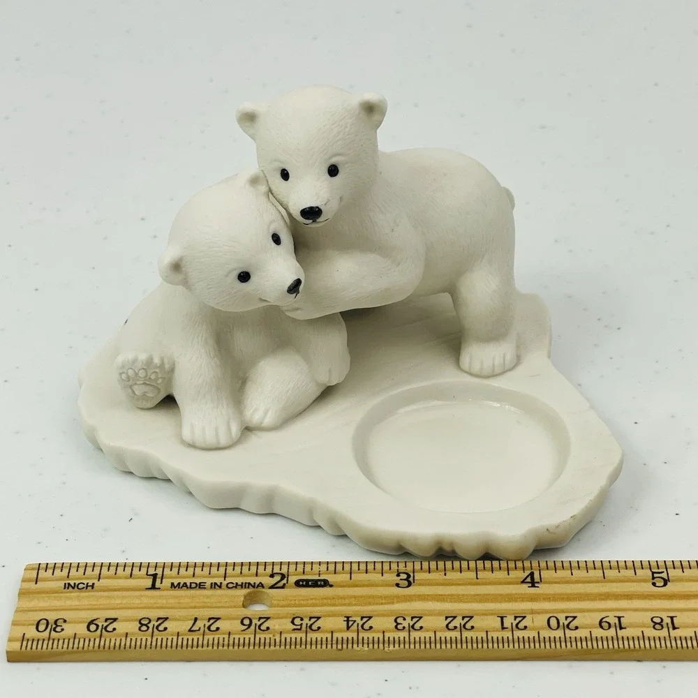 PartyLite Polar Bear Babies Cubs Tealight Holder P90348 Winter White Christmas - Picture 7 of 9